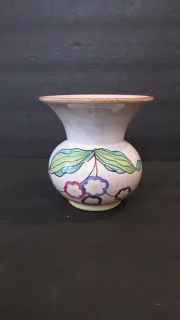 VINTAGE Rosenthal Keramik Germany Hand Painted Vase w/ Flowers & Leaves - 1936 4" Tall
