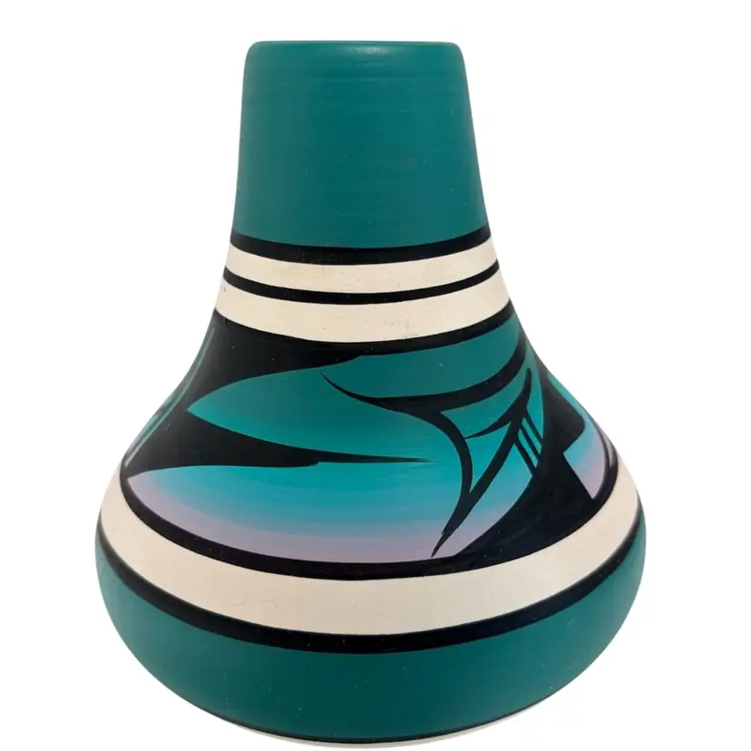 Authentic Diné Navajo -Southwestern Desert Sunset-Pottery Vase 5” Signed: Elsie L- 5”