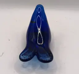 Vintage Cobalt Blue Art Glass Seal Pup Paperweight/Figurine