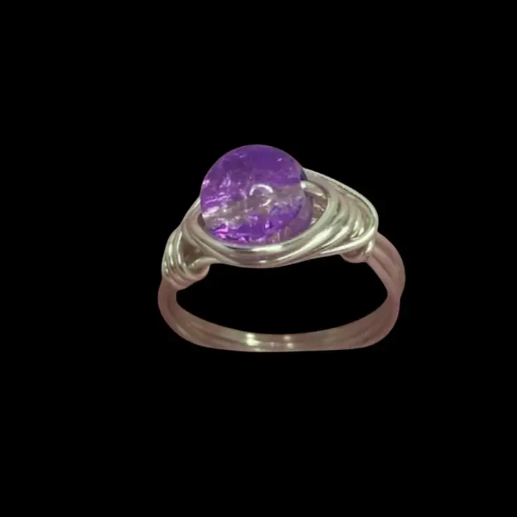 Purple Glass Bead Ring