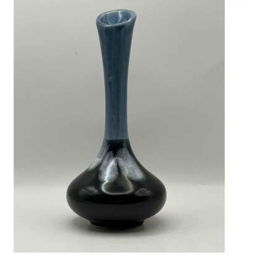 Vintage Dryden Arkansas Art Pottery Bud Vase Blue Glaze
