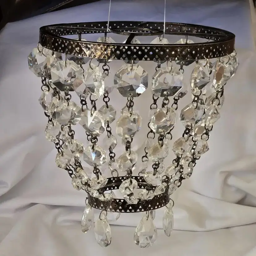 Crystal Glass Chandelier Lower Section Hollywood Regency Partial Vintage