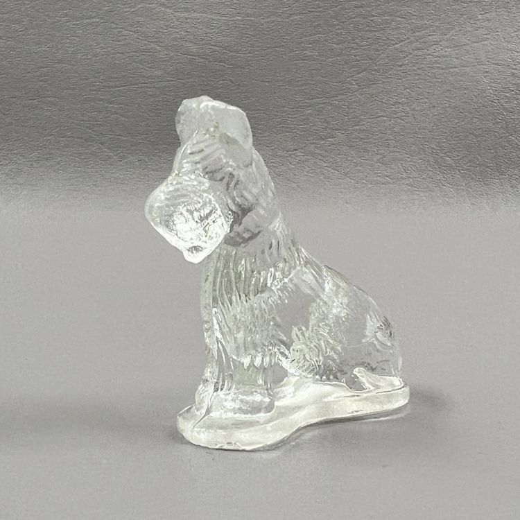 Glass Scottie Scottish Terrier Sitting Dog 2" Figurine Clear