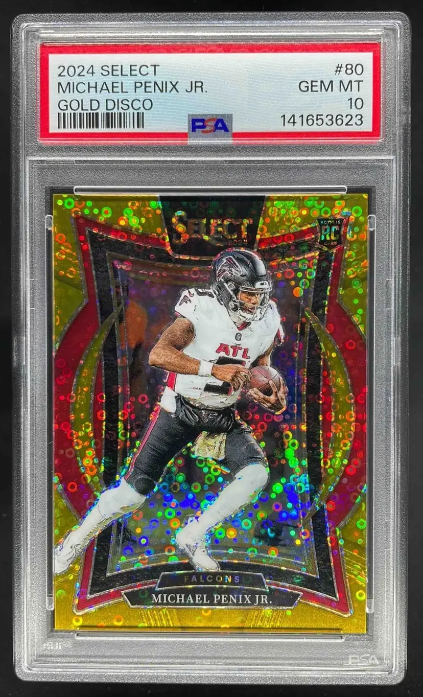 2024 Panini Select Michael Penix Concourse Gold Disco /10 RC PSA 10 Gem Mint
