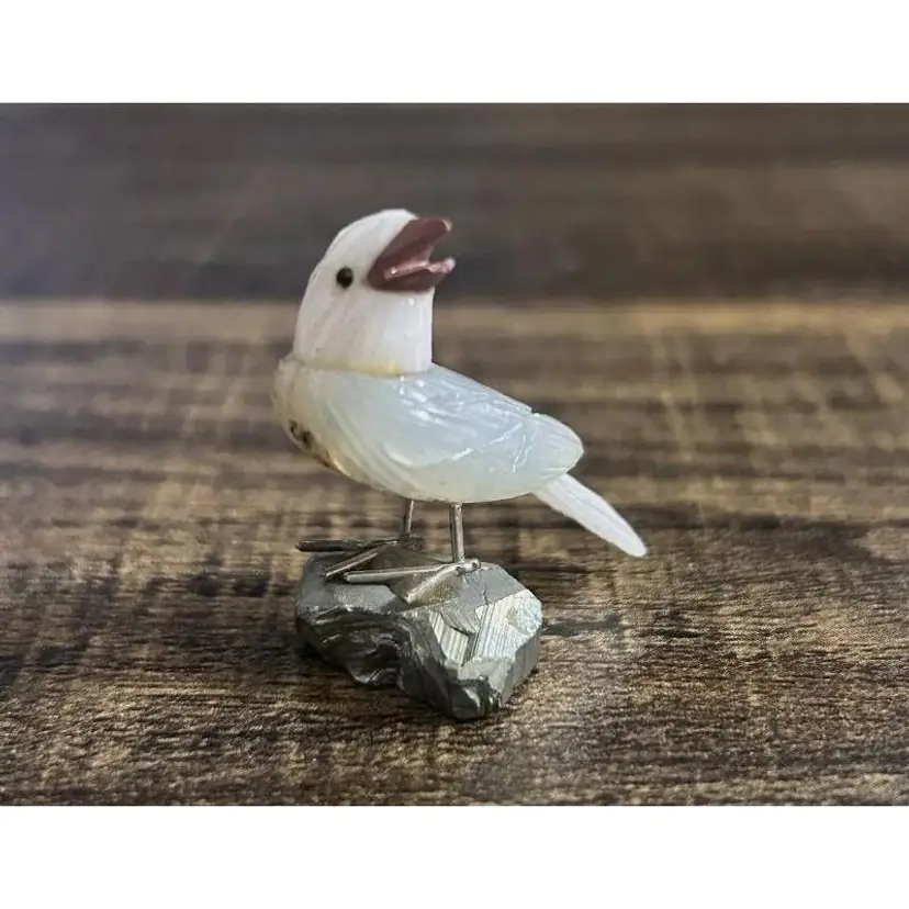 Stone And Mineral Hand Carved Miniature Bird Statue Figurine