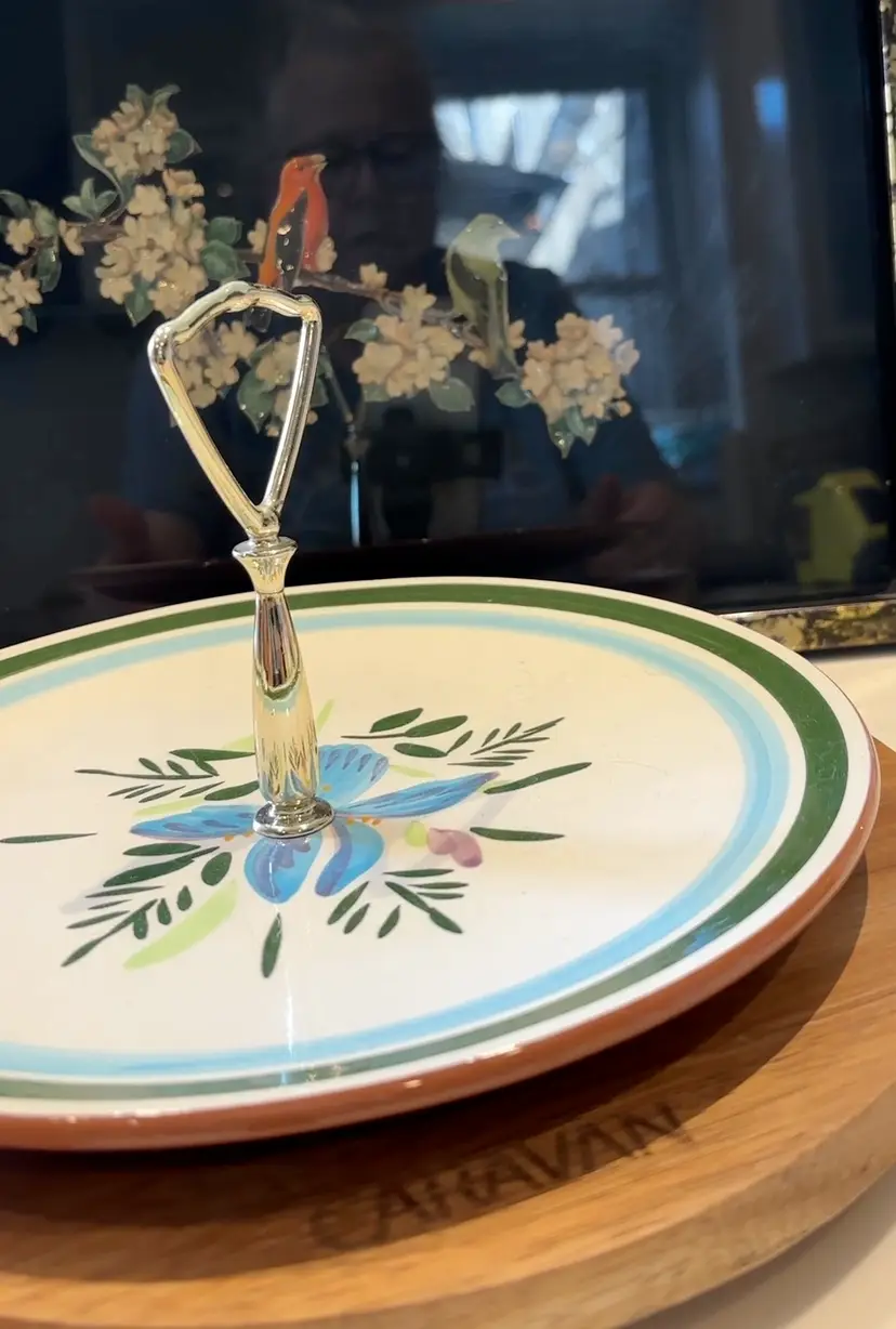 Stangl Pottery, Country Garden Dinnerware, Serving Plate with Handle, 10 1/4" Across