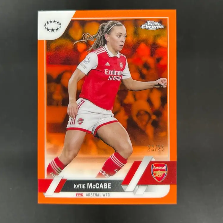 Katie McCabe 2022/23 Topps Chrome UEFA Women Orange 23/25 Arsenal Soccer Card