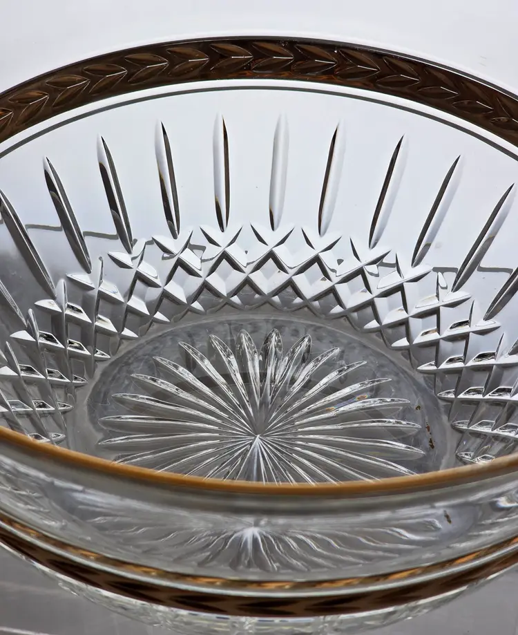 Signed Lenox crystal Majestic laurel gold bowl