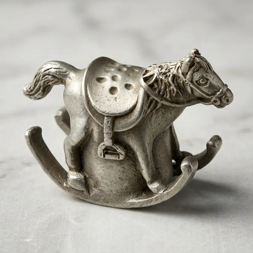 Vintage Pewter Rocking Horse Collectible Thimble