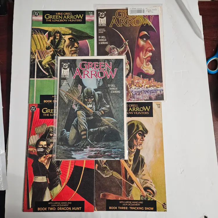 1987 Green Arrow Mike Grell The Longbow Hunters 1-3; Comic issues #1 Feb & #2 March 1988