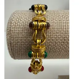 Vintage Blanca Multi-Colored Bullet Glass Saddle Bracelet