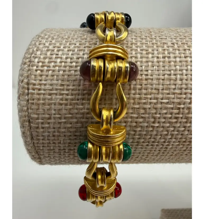 Vintage Blanca Multi-Colored Bullet Glass Saddle Bracelet