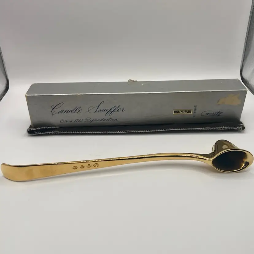 Vintage Gerity 10” 24k Gold Plated Candle Snuffer