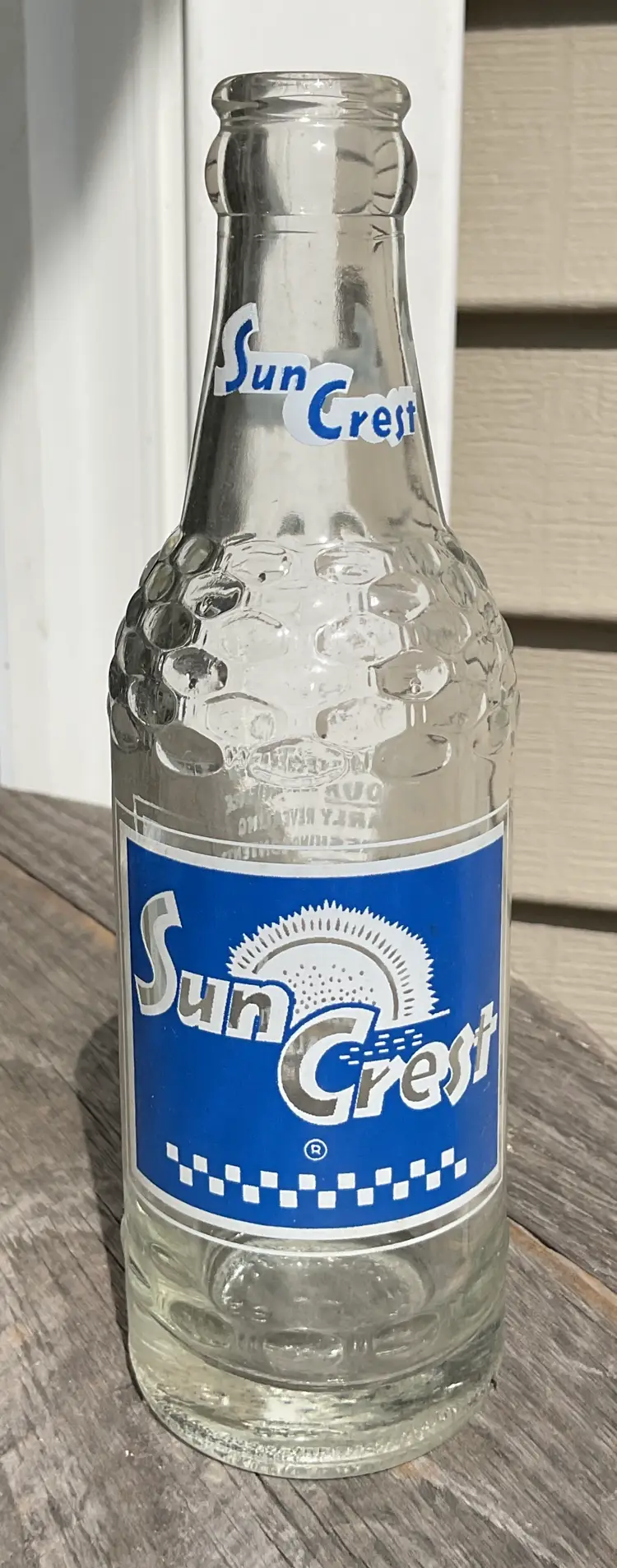 Vintage Sun Crest Springvale Bottling Co Glass 8 oz Bottle Blue ACL Label ME