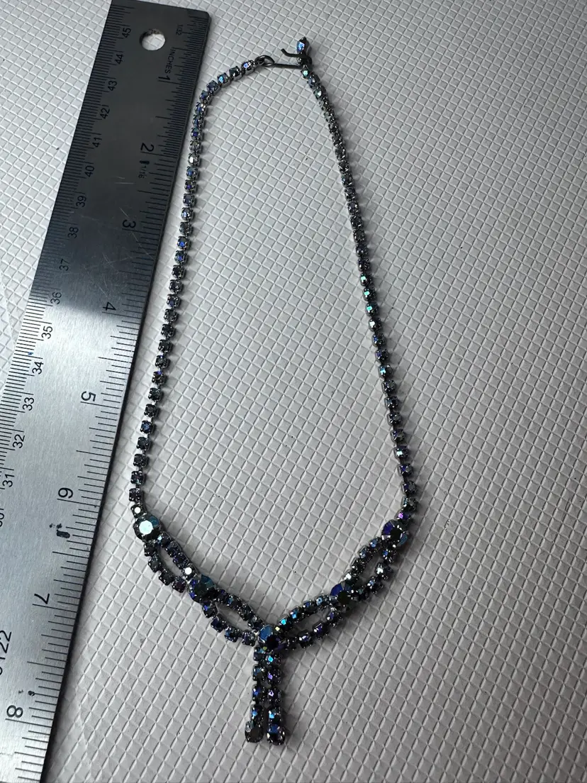 7.5”Rainbow like a light blues and pink and purple Colored Ryhstones not clear