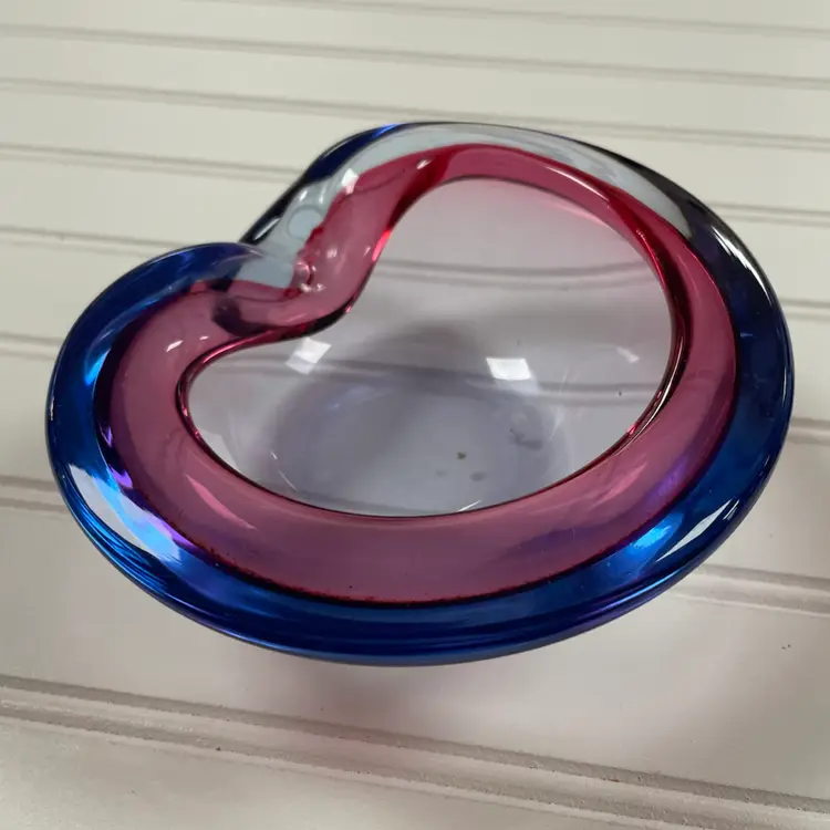 Murano Sommerso Hand-Blown Art Glass Trinket Dish Ashtray