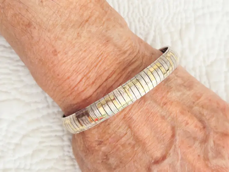 Vintage Signed Milor Sterling Silver Bracelet with Gold Accents