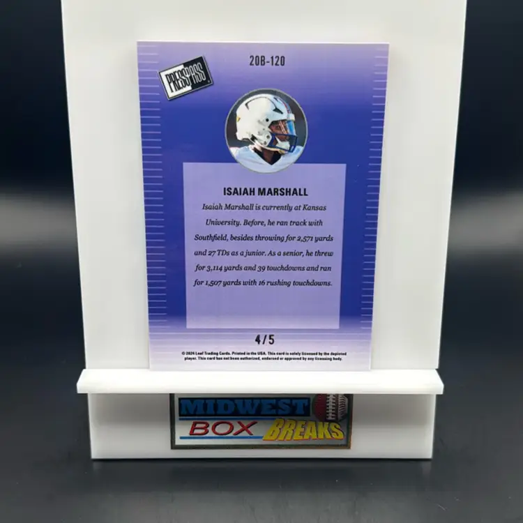 Isaiah Marshall 4/5 Red Shimmer 2024 Leaf Collective Press Pass MBBCRD