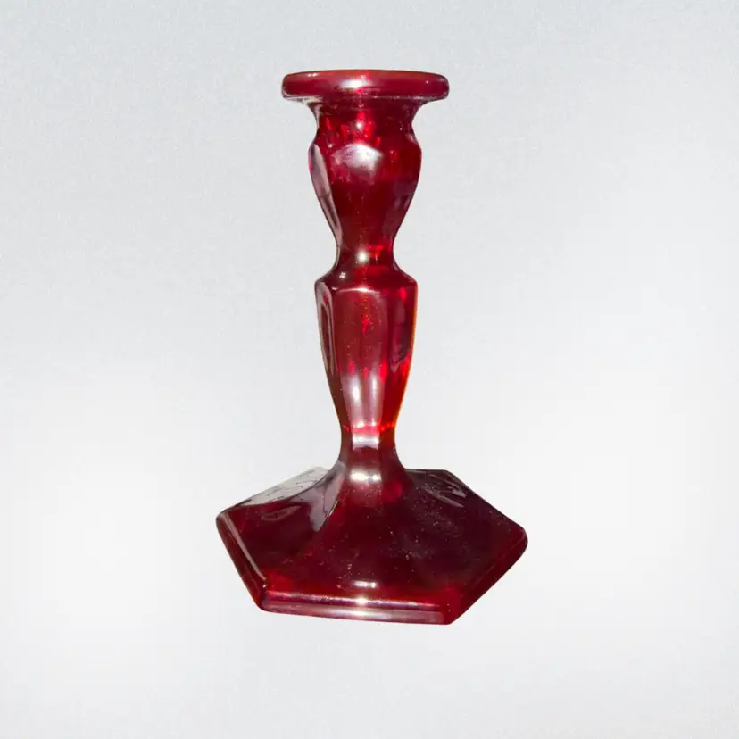 Vintage Fenton Art Glass Ruby Florentine a candleholder