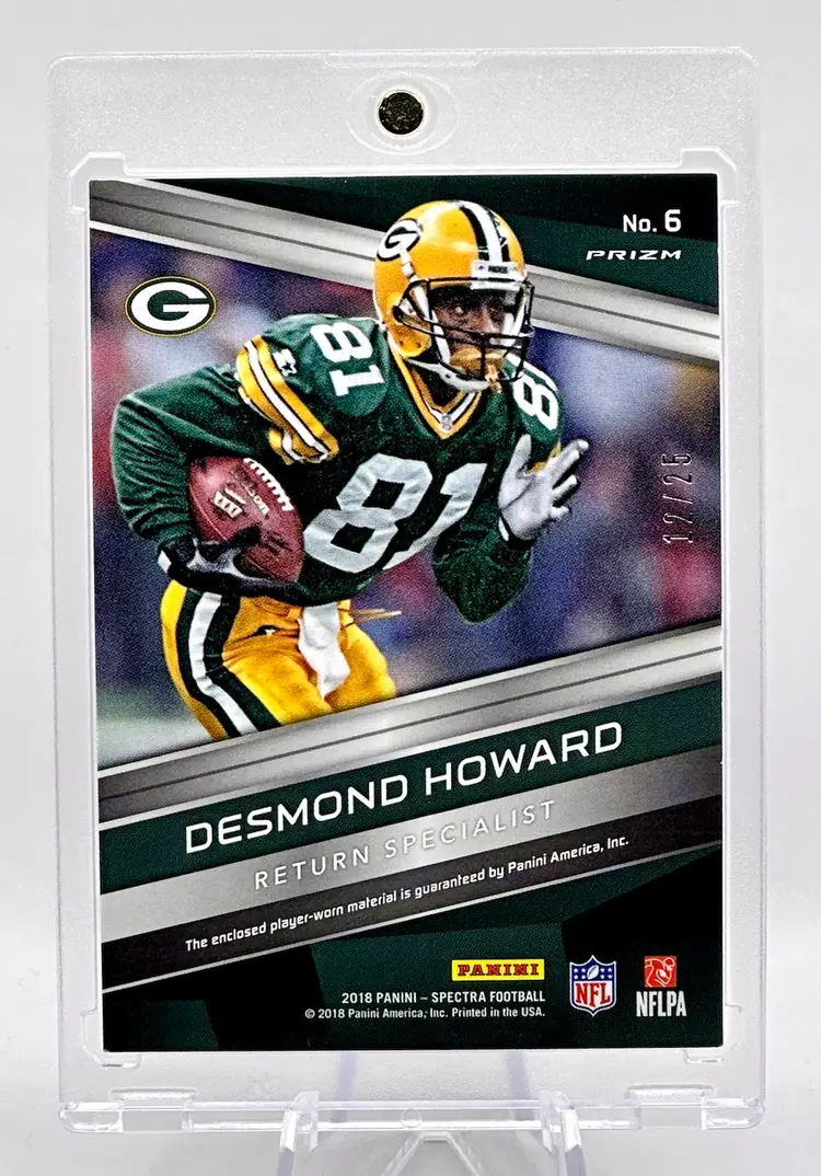 Desmond Howard 2018 Spectra Prizm 3 Color Jersey Patch Color Match Numbered /25 Green Bay Packers