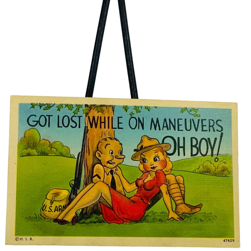 Vintage WWII Postcard “GOT LOST WHILE ON MANEUVERS OH BOY!” Buy War Stamps And Bonds
