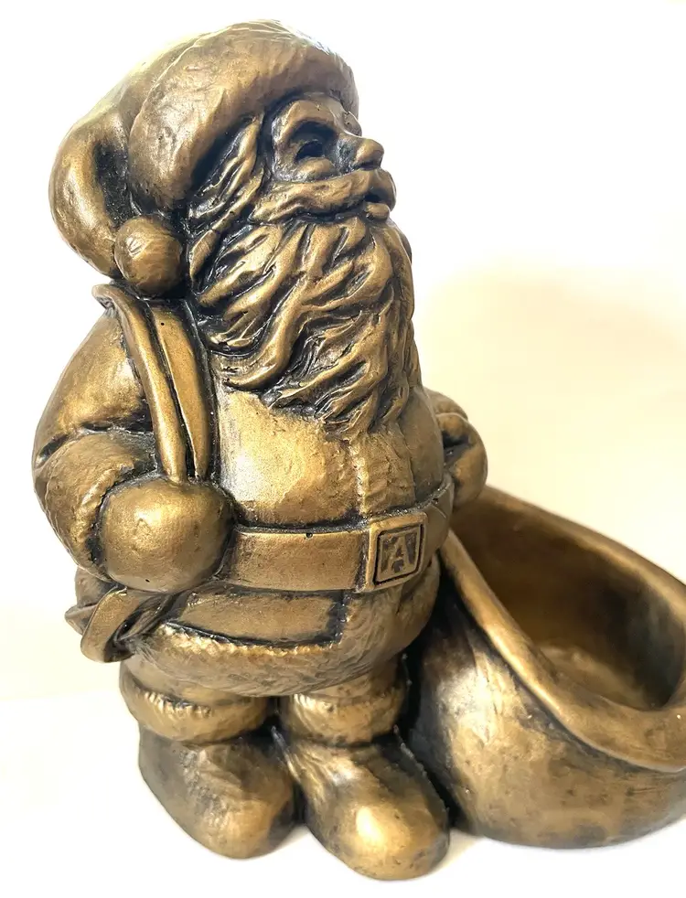 Aromatique Bronze Santa Figurine. Planter. Candy Dish. Votive Candle Holder. Christmas