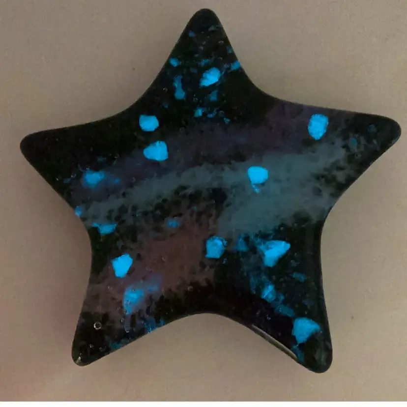 Made by Me! Fused Glass 3.75” Star Galaxy Paperweight GLOWS! Handcrafted Studio Art