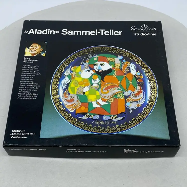 #1533 Bjorn Winblad Danish Ceramics Aladin Sammel-Teller Motiv III Boxed