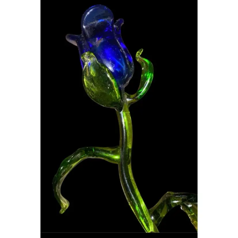 #02-Just In From Ukraine XLarge Hand Blown Glass Flower As Shown 12"