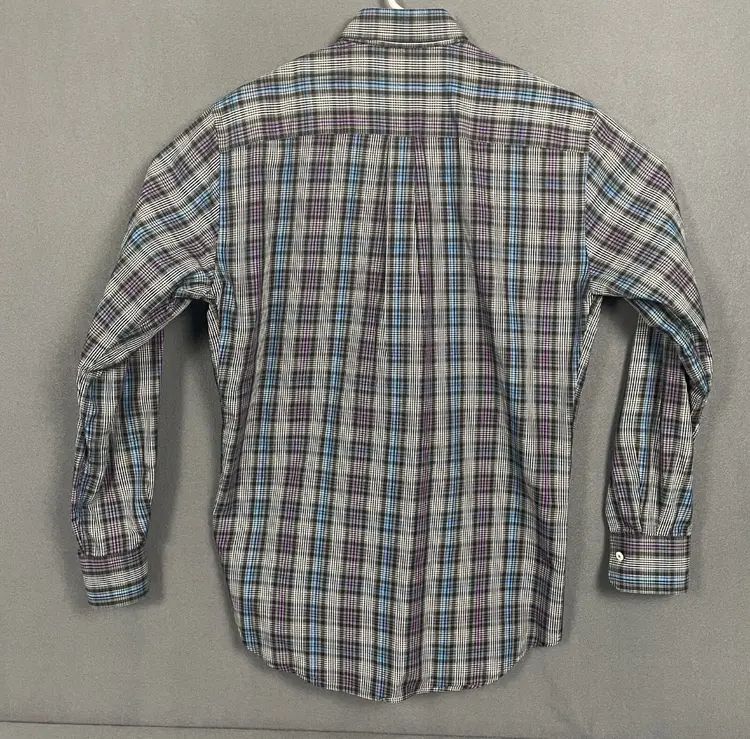 Peter Millar Classic Plaid Shirt Men’s Medium Long Sleeve 100% Cotton