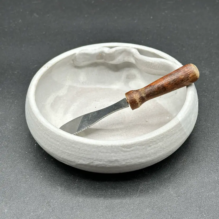 Pottery Spread Bowl @ Knife Signed