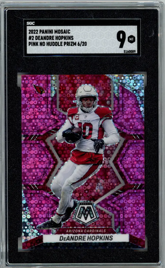 2022 Panini Mosaic DEANDRE HOPKINS /20 Pink No Huddle Prizm SP #2 CARDINALS SGC 9 MT
