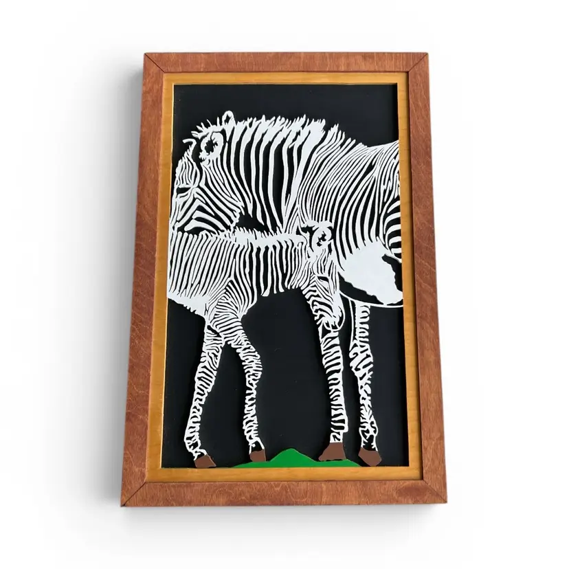 Handcrafted Baltic Bird Wood Zebra Wall Art