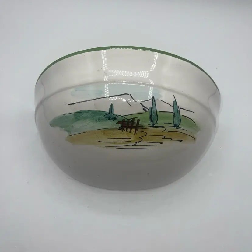 Wall Pocket Countryside Scene Hand Painted Small Hanging Vase 10” x5.5”