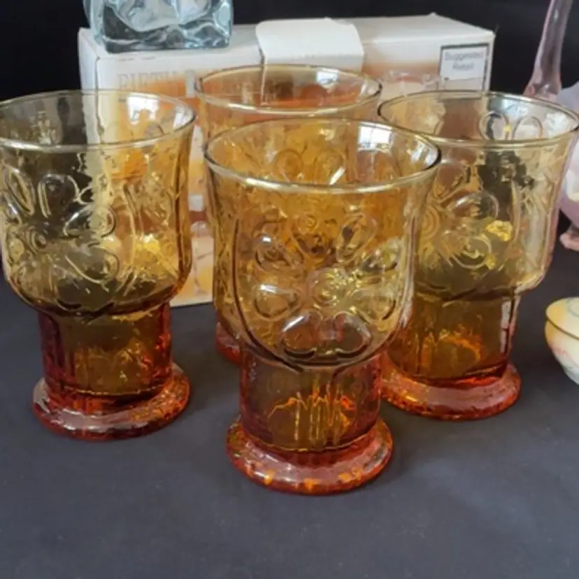 Fun spring Libby Daisy Flower Glasses Set of 4