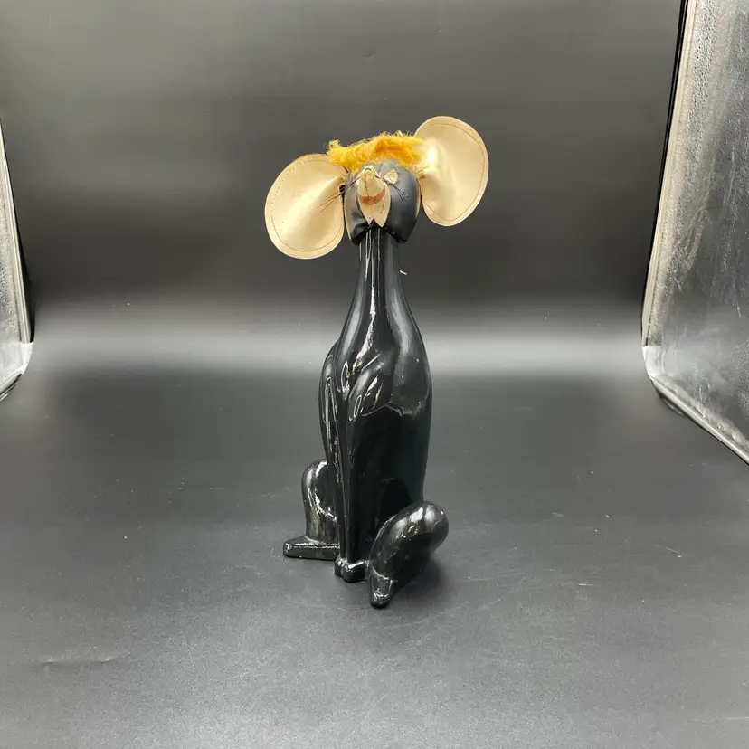 Unique Mid Century Tall Big Ears Mouse Rat Leather Head One of a Kind Figurine