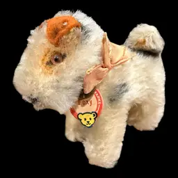 Original Steiff Mohair Foxy Terrier Dog Stuffed Animal Toy 4” Germany