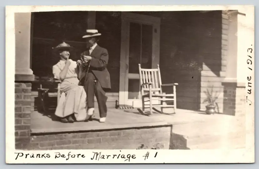Postcard RPPC Cross Dressing Man Drinks Before Marriage Gay Interest Real Photo - 8956