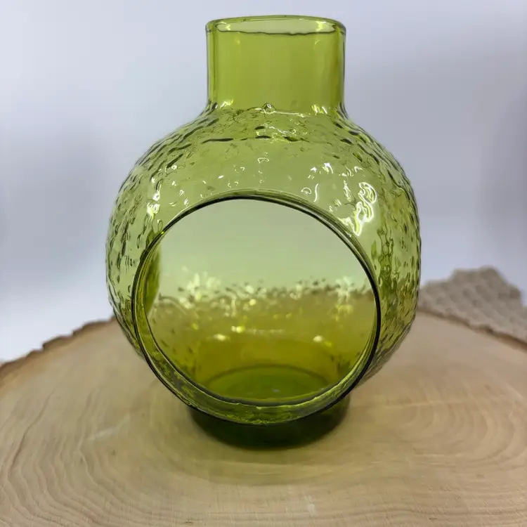 Rare Mid Century Rainbow Glass Textured Avocado Dimpled Twinkle Light 5.5H 4W