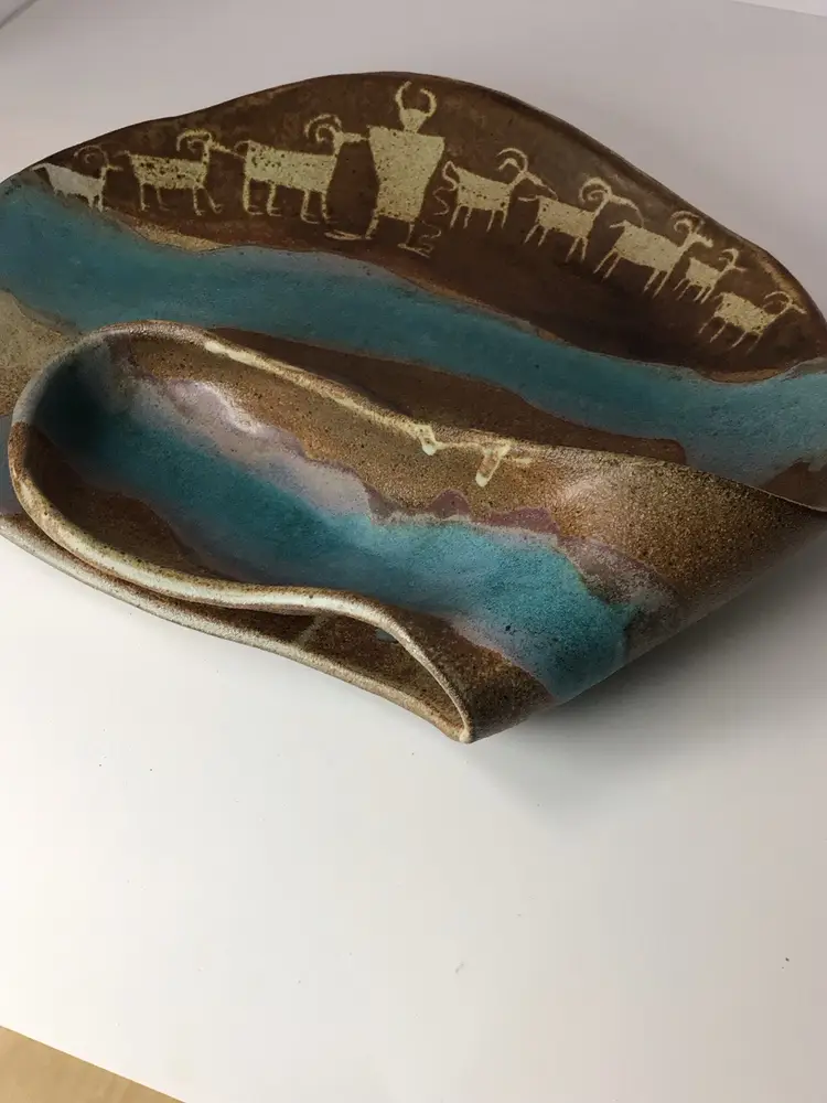 Judy Mohr Pottery Chip And Dip Platter American Southwest Native Pottery, VGUC