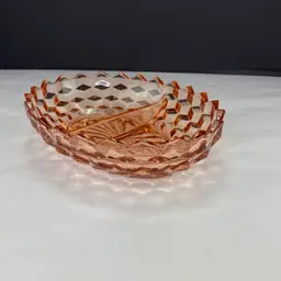 Vintage Colony Whitehall Peach Pink Divided Relish Tray Bowl
