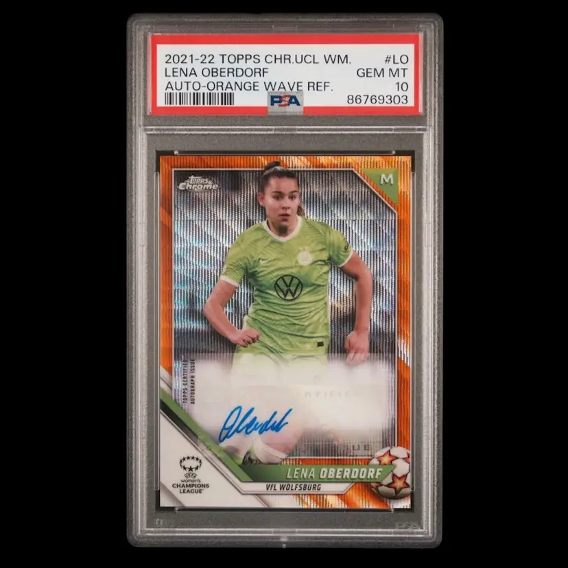 Lena Oberdorf 2021/22 Topps Chrome UEFA Women Orange Autograph /25 PSA 10 Soccer Card