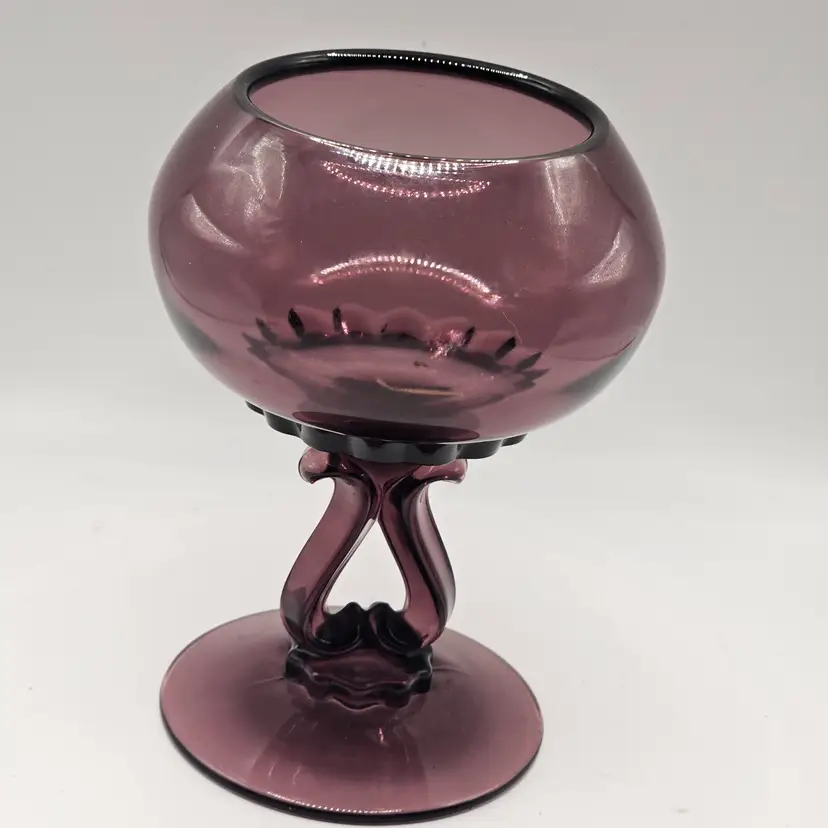 Viking amethyst glass princess flowerlite Bowl Vase Vintage MCMno frog