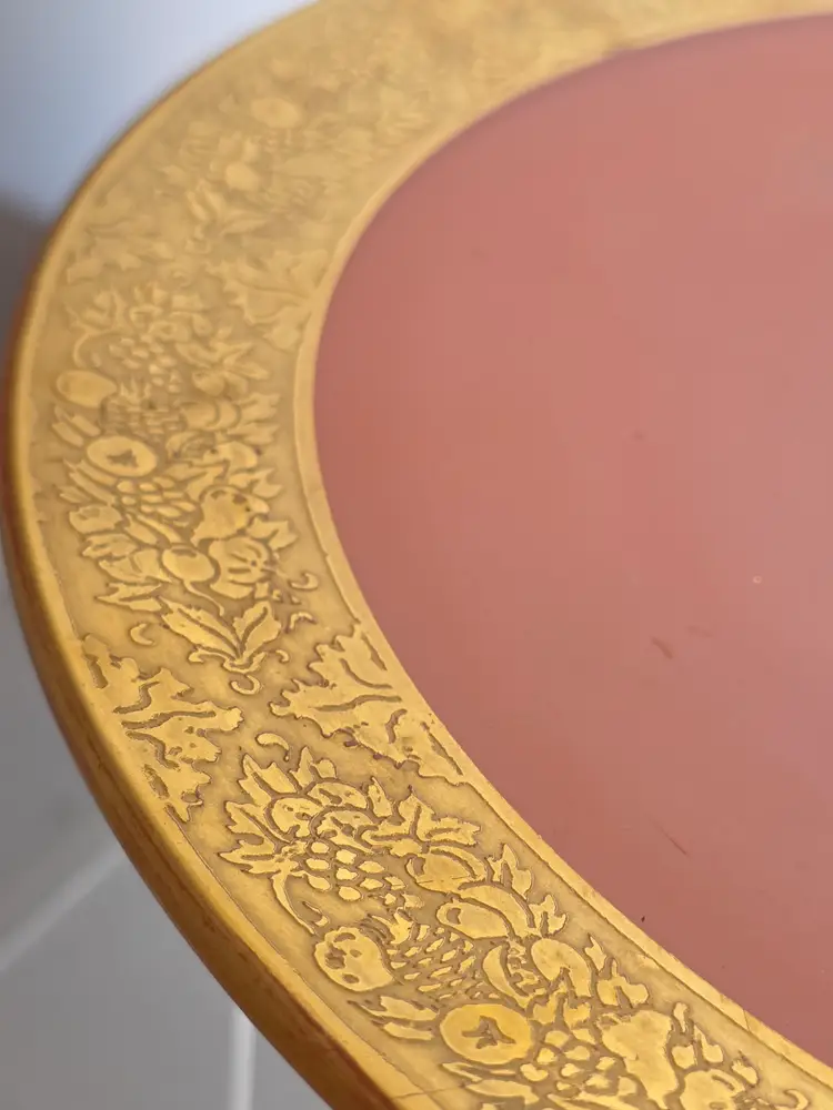 Vintage gold tidbit sandwich gold rim tray Orange