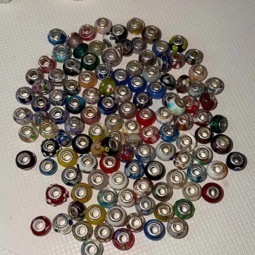 Glass Beads With Some Hand Painted Or Glass Colored