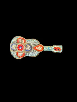 Italian Micro Mosaic Guitar Brooch 1.75”