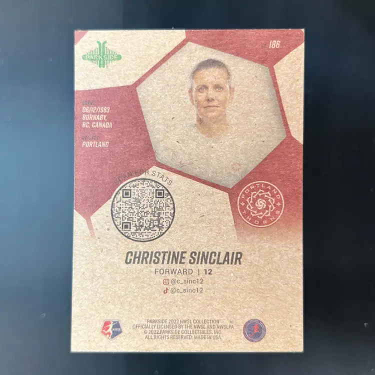 Christine Sinclair 2022 Parkside NWSL Vintage Stock /200 Soccer Card