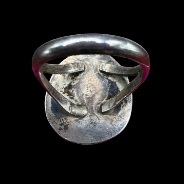 Handsome Sterling Silver Navajo Turquoise Ring Sz 7.5