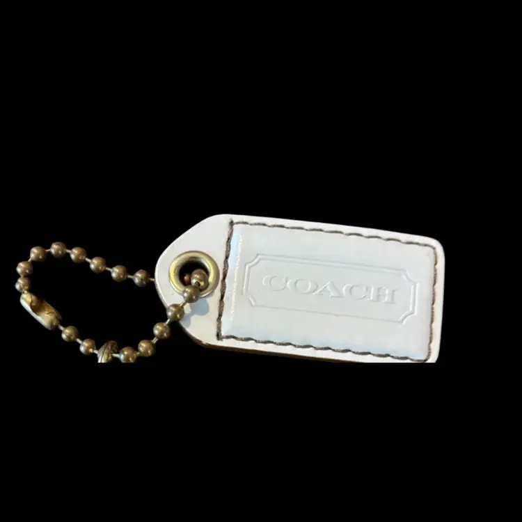 Coach Leather Hang Tag/Bag Charm Cream