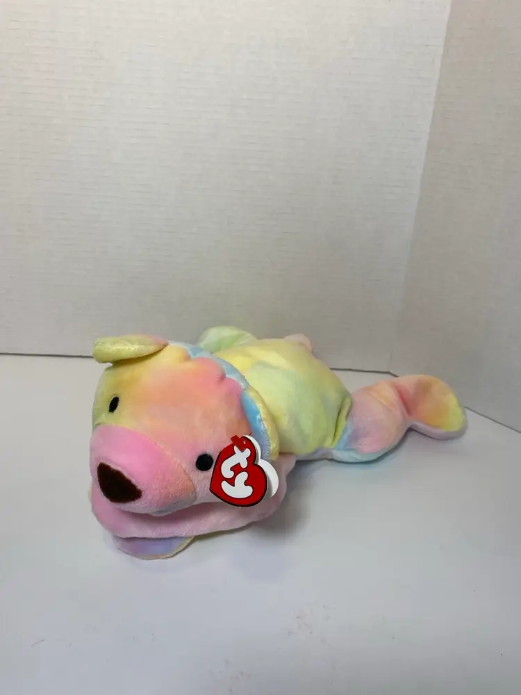 Ty Pillow Pal Bear Sherbet Pastel Yellow Neck Ribbon 1998 With Tags 14"14